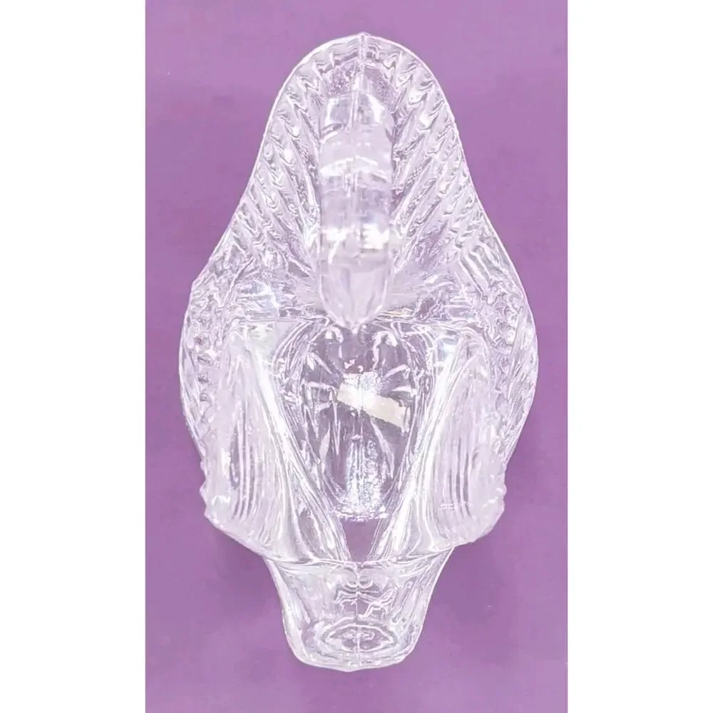 VINTAGE Clear Lead Crystal Glass Swan Trinket Box Dish Covered Candy Ring Holder